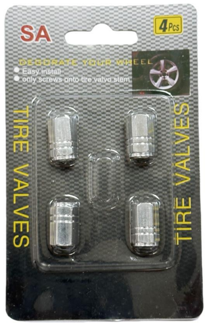 에스미코 타이어 밸브캡 에어캡 구찌캡 4P, 실버, 1세트