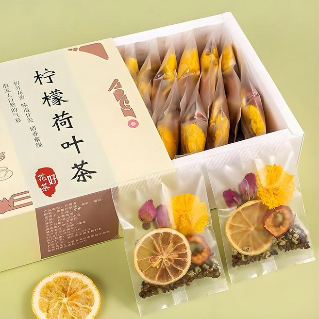 레몬 연잎차 허브차 꽃차 홈까페 물대신차 허브티 까페 건강차, D. 레몬 호손 연잎 차 100팩 (삼각형 팩)