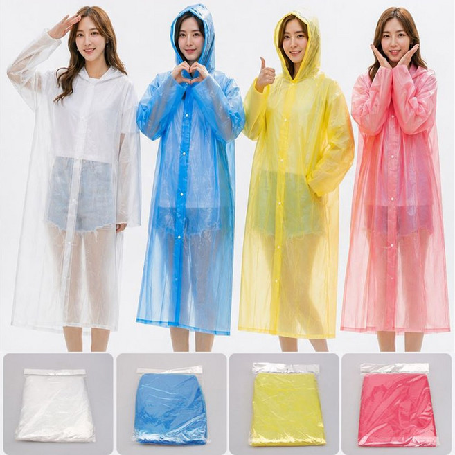 일회용 우의 60g 비닐 우비 성인용 레인코트 휴대용 배달 비옷 등산 낚시 캠핑, 5개, 블루