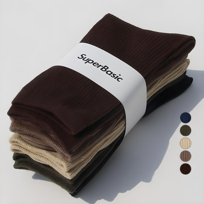 슈퍼베이직 남녀공용 1290 골지 양말 5족 세트