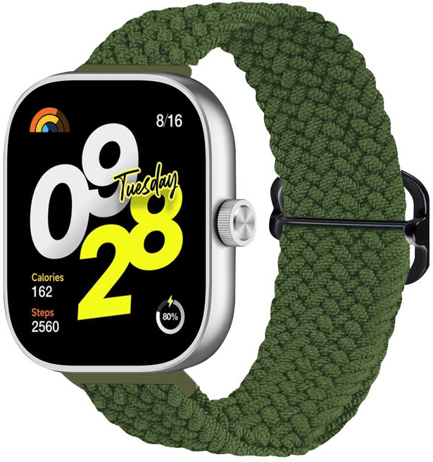 더조은셀러 샤오미 레드미 워치4 호환 브레이드 솔로 루프 나일론 스포츠 밴드 스트랩 시계줄, 카키