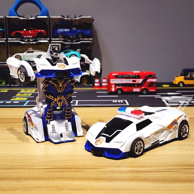 變形警車機器人玩具車, 警車-白色, 1個