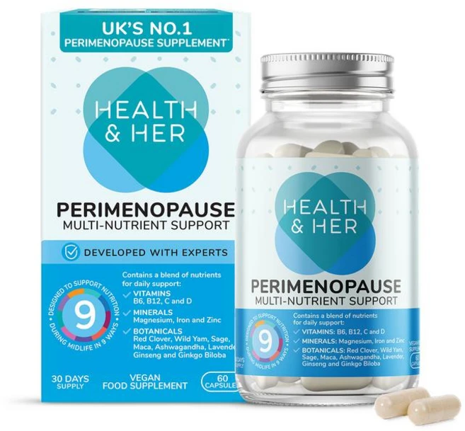 영국 헬스앤허 Health & Her Perimenopause Multi 페리메노포즈 멀티뉴트리언트 서포트 캡슐, 2개, 60정 - 쿠팡