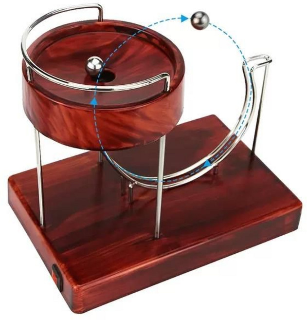 운동 동력 데스크모빌 구슬멍 인테리어 진자 무한동력구슬 옐로우, 레드 우드 패턴