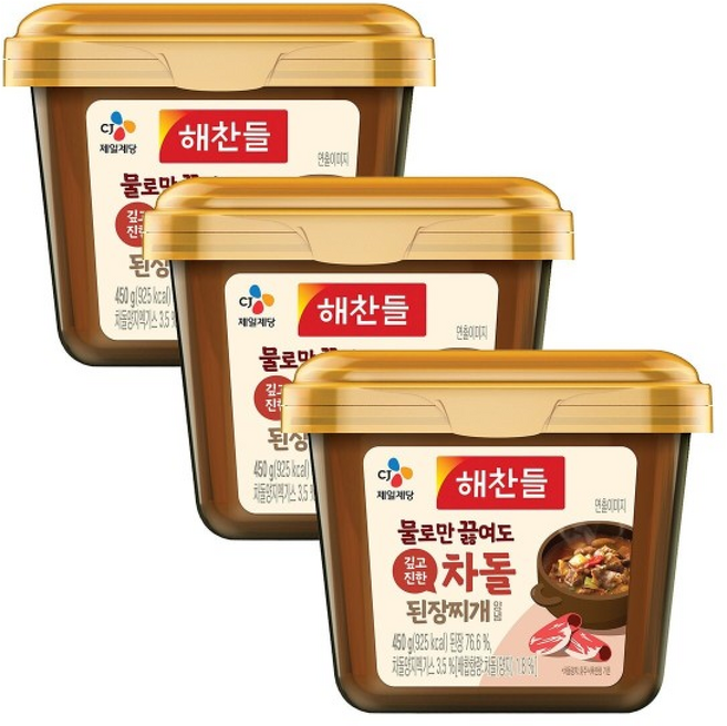 해찬들 그대로 차돌 된장찌개양념 코스트코, 450g, 3개