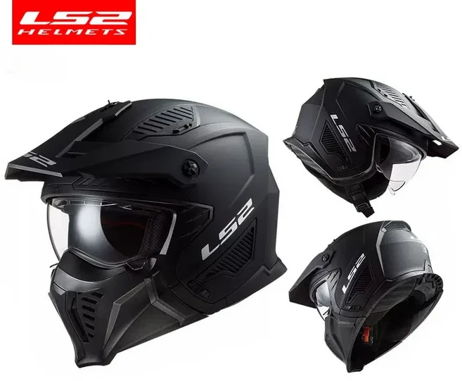 기존 LS2 OF606 오토바이 헬멧 오프로드 모듈러 커패시턴스 ATV HD Motocross Casco 선물 블랙 렌즈 For S, 03 XXL, 02 4