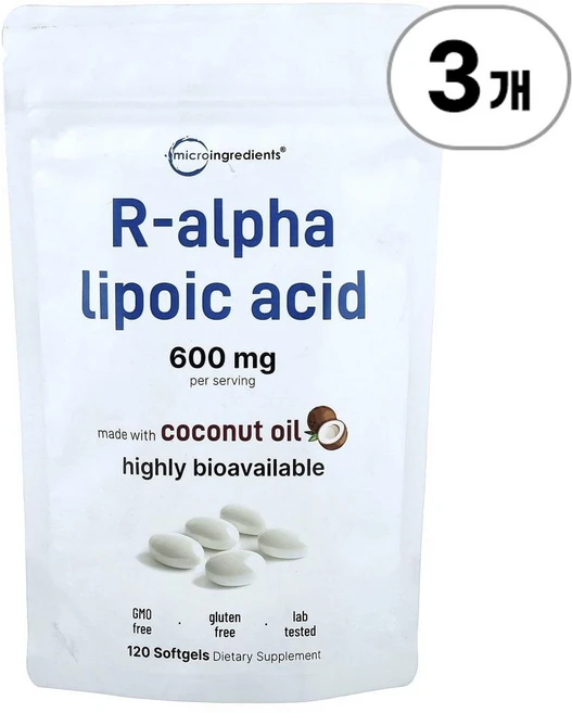 마이크로 인그리디언츠 R-알파 리포산 200mg Micro Ingredients R-Alpha Lipoic Acid 200 mg 120정, 3개 - 쿠팡