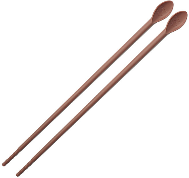 비비또 실리콘 요리 젓가락 1매, 핑크 브라운, 1개