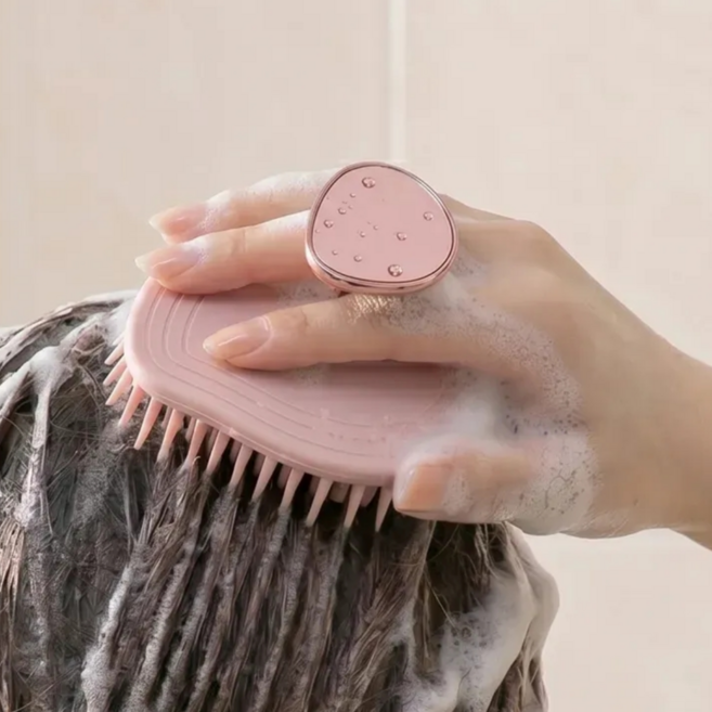 밀키폼 두피 마사지 샴푸브러쉬 두피케어 저자극 실리콘브러쉬, 1개, 소프트 핑크
