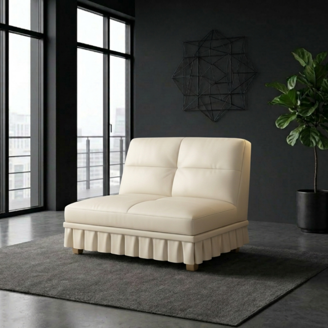 베아트룸 각도조절 1-2인용 가죽소파 100cm BRL25, 아이보리