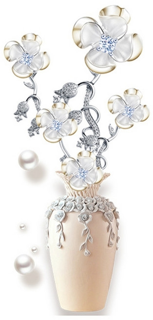 탈착식 벽 스티커 럭키 네 리프 꽃 꽃병 패턴 내부 장식