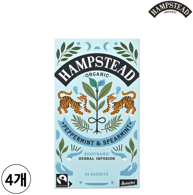 햄스테드 페퍼민트 앤 스피어민트, 1.5g, 20개입, 4개