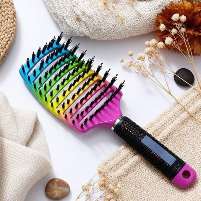 뿌리볼륨 드라이빗 볼륨빗 두피브러쉬 돈모헤어브러쉬 패들 드라이브러쉬 헤어빗 혼합브러쉬, 1개, 레인보우