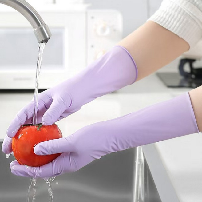 속쿠 100매 롱 니트릴장갑 일회용 청소 장갑 식품용 손목긴 니트릴장갑, 1세트, S, 자주색