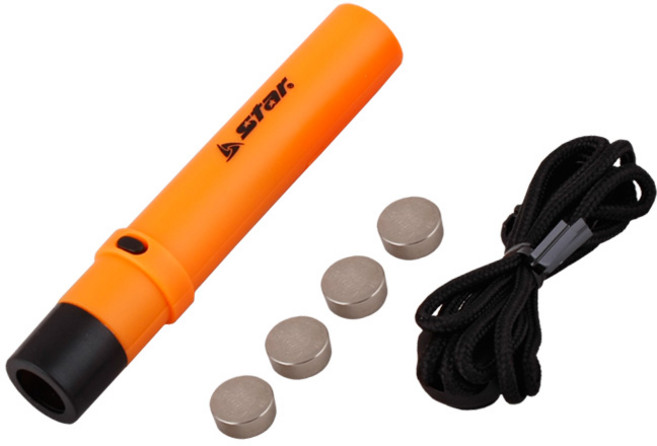 스타 전자호각 호루라기 올리브 목걸이 타입 오렌지 XH345 건전지 줄포함, Orange, 1개