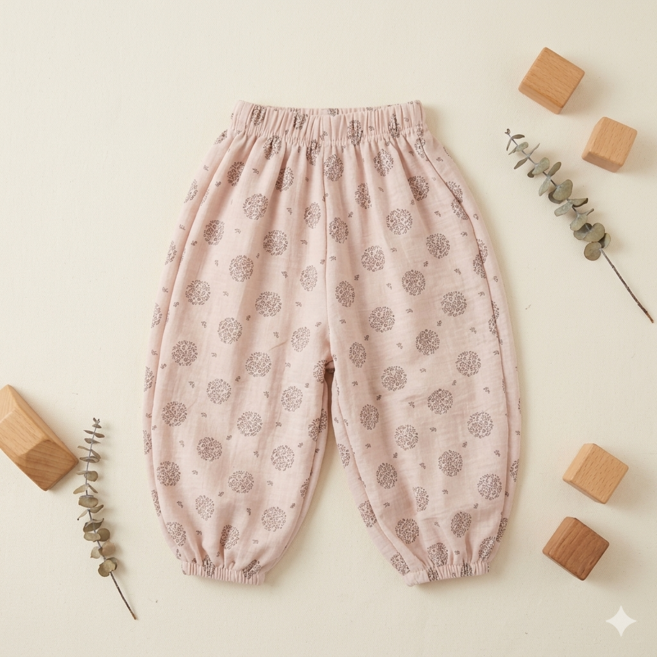 아동용 귀여운 패턴 와이드 핏 밴딩 팬츠