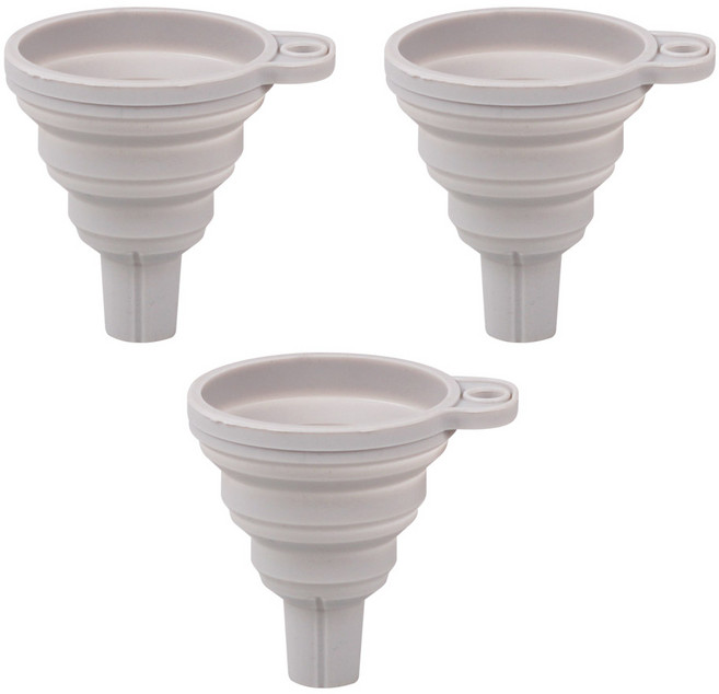 접이식 실리콘 깔때기 주방 깔때기, 3개, 그레이