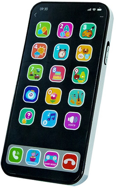 JoyBaby 兒童英文音樂玩具手機 燈光仿真學習手機, 三鏡頭款-黑, 1個