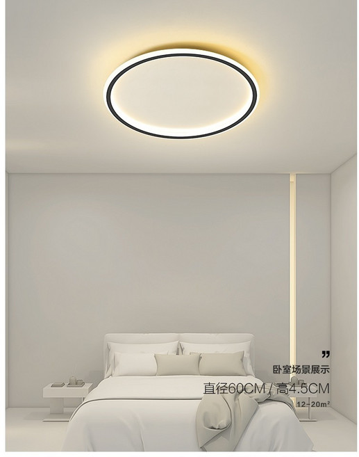 萬光燈具工廠直營 超薄LED空心圓吸頂燈 110-220v, 黑色,400MM 36W 搖控