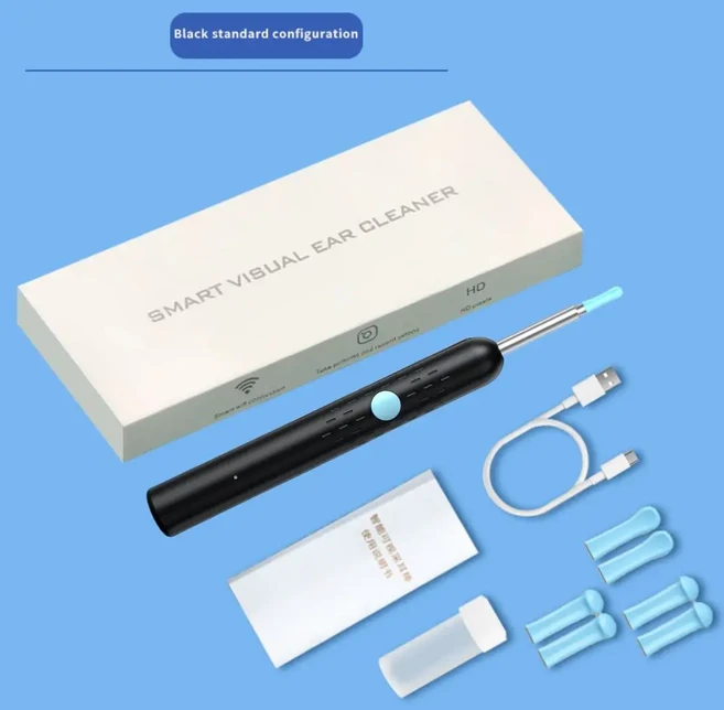 카메라 귀 왁스 제거 도구와 1080P WIFI 청소기 검 이경 내시경 Earpick 세트, 01 Black