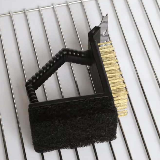 더웰 만능 바베큐 그릴 황동 철 고기판 청소솔, 1개, 블랙