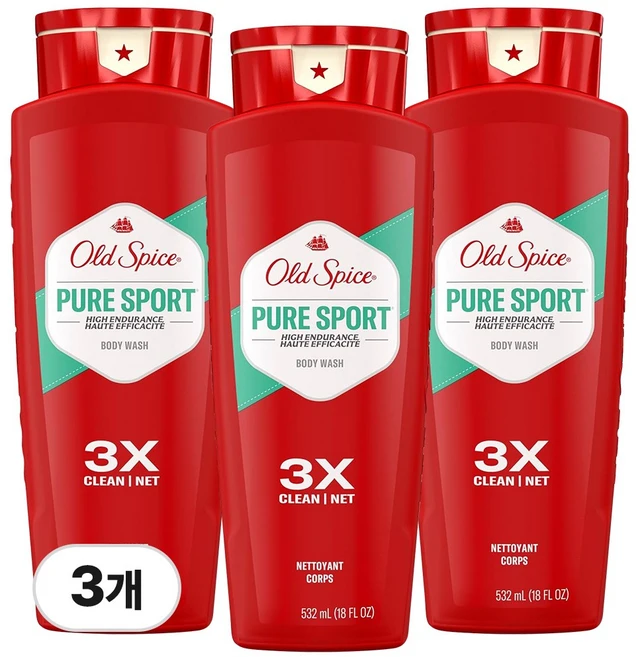 [쿠팡수입] 올드스파이스 하이 인듀어런스 퓨어 스포츠 바디 워시, 532ml, 3개 - 쿠팡