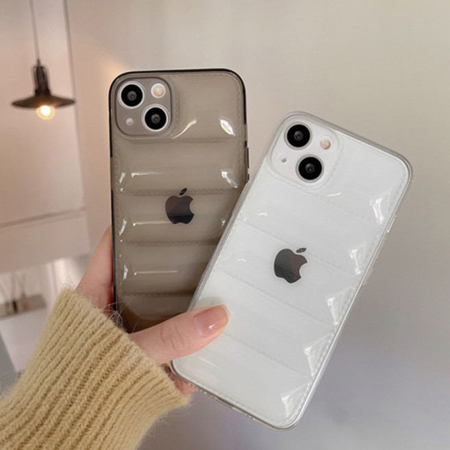 시안샵 풀커버 패딩 투명젤리 케이스 + 단선방지 보호캡 아이폰14 13 11 PRO MAX XR