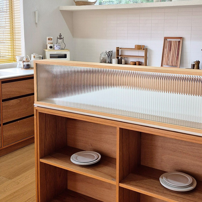 카미코코 아일랜드 유리 주방 파티션 800, 오크