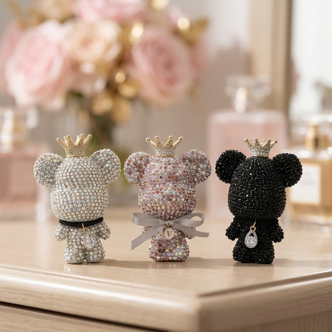 크라운베어 차량용 방향제 디퓨저 귀여운 자동차방향제 차량용품선물, 1개, 핑크+화이트머스크