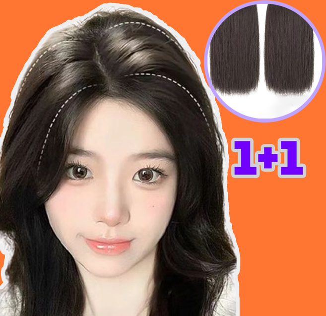 LEOQ 여성 옆머리 뒷머리 뽕 볼륨 가발 헤어피스, 2개, 라이트브라운