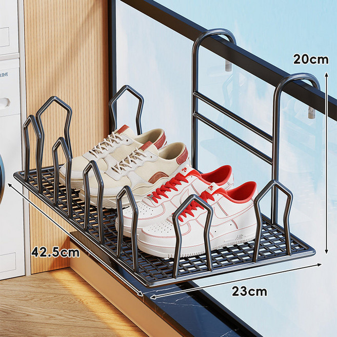 베란다 다용도 창틀 신발건조대 빨래건조대 선반(베란다에서 물건을 말리는 데 필수품), 블랙*1