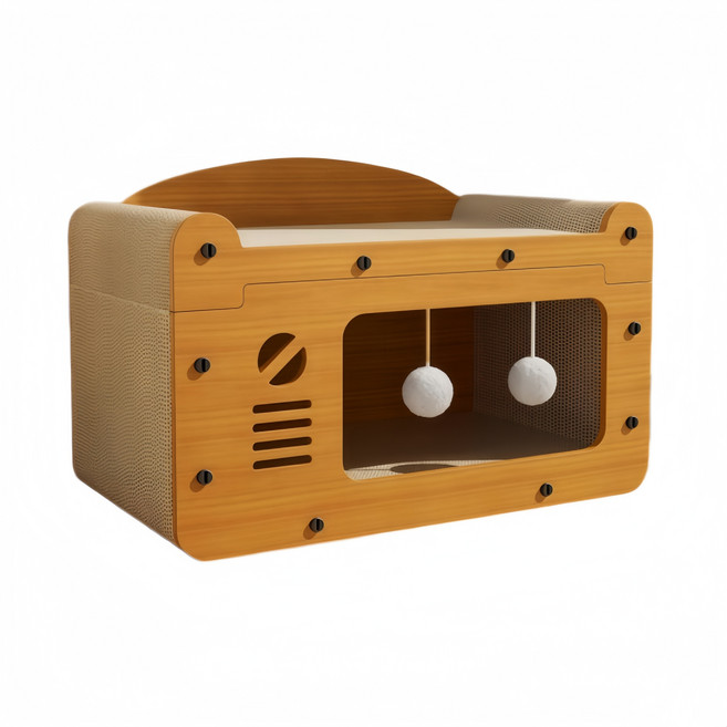 寵物貓抓板貓窩一體 四季通用 抗磨貓玩具, 1個, 51尺寸雙層貓屋單門:標準