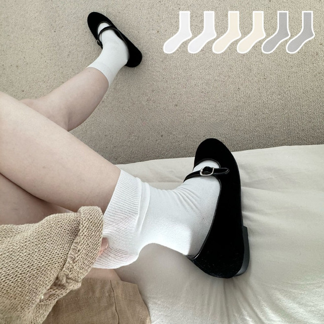 May 3 Socks 여성 양말 순색 겨울 양말 중목 양말 장목 양말 중목 양말 압박 운동 면 양말 6족 세트