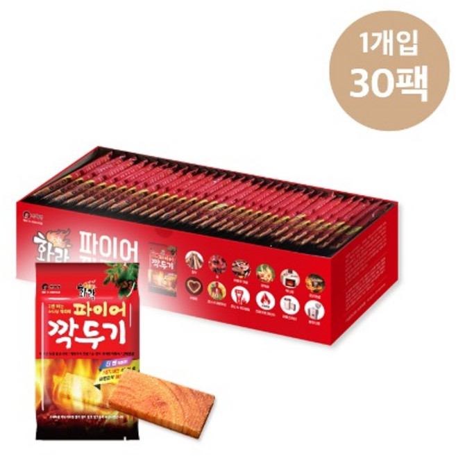파이어깍두기 30팩 장작 벽난로 국산 착화제 캠핑숯, 1개, 1.26kg