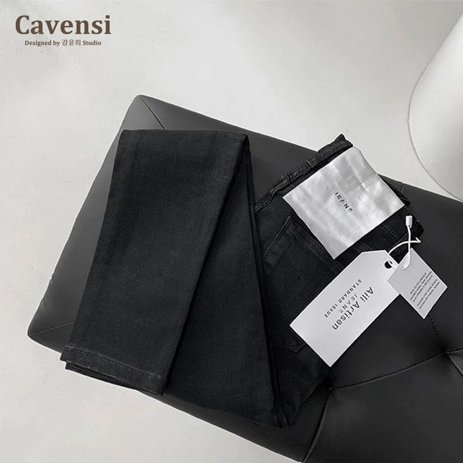 【Cavensi】加大尺碼彈性牛仔褲 顯瘦小腳褲 長褲女