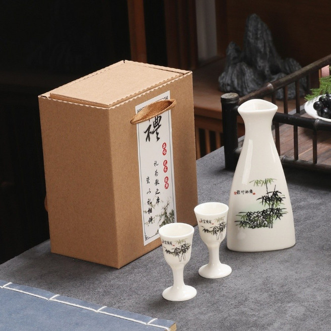 중국 도자기 주기 세트 우량예 고량주 바이주 주병, C, 1개