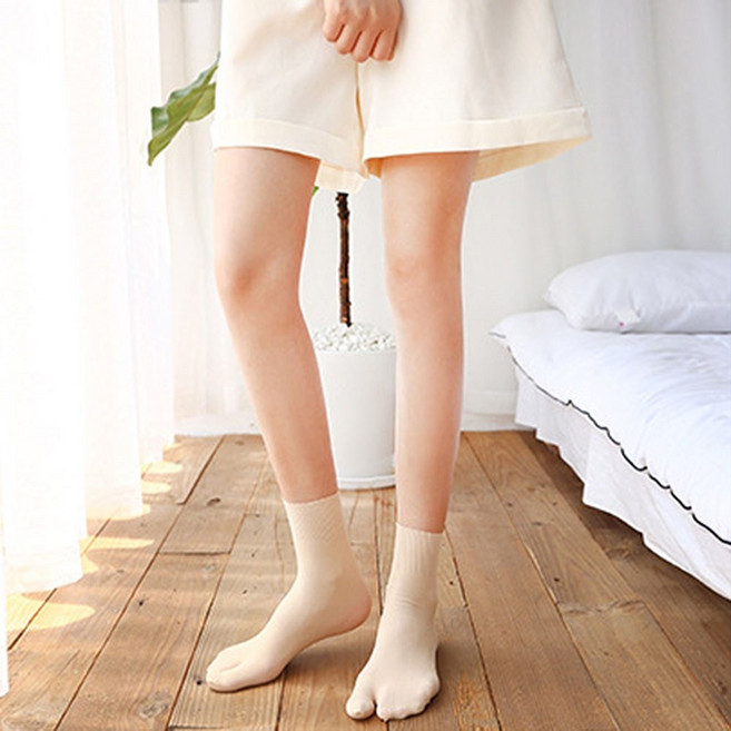 1/2set 보들보들 쪼리 엄지 양말 슬림핏 발가락 족발 타비 삭스 토시, 베이지, 2세트