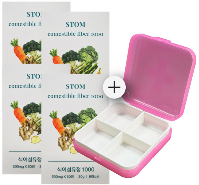 스톰 STOM 식이섬유정 1000 추가 알약 케이스 1P 증정, 4개, 60정