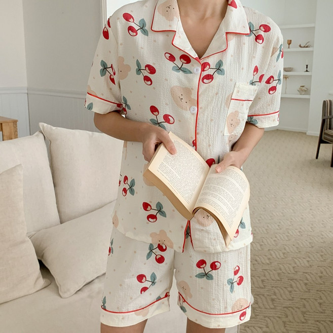 [당일출고]수엠W 여름 반팔 단추 잠옷 세트