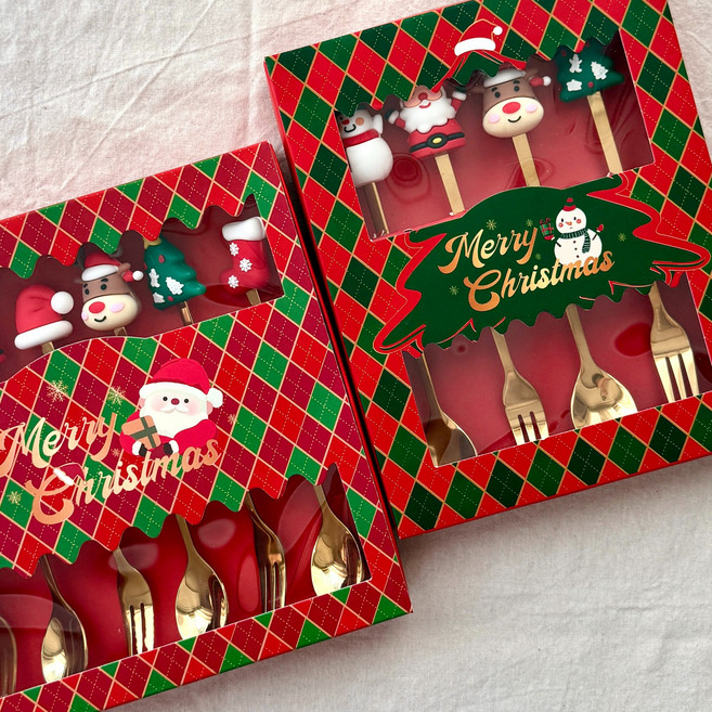 크리스마스 스푼 포크 선물세트 홈파티 단체 감사선물, 1개