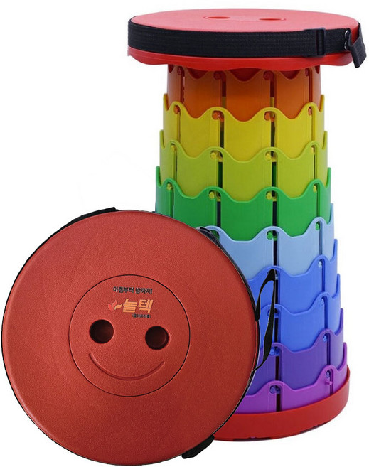 롯데월드 에버랜드 콘서트 야구장 줄서기의자 코끼리 자바라 폴딩 캠핑 아코디언의자, 1개, 레인보우 레드