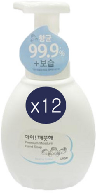 아이깨끗해 프리미엄 모이스처 PM 폼 핸드솝 용기450mlx12개 (힐링코튼), 450ml, 12개