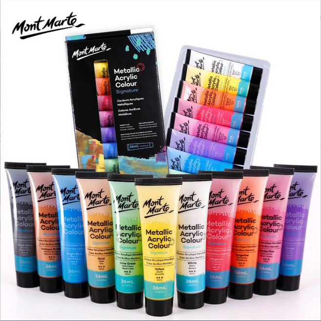 몽마르뜨 아크릴물감 36ML 대용량 미술 채색 드로잉 일반 18색, 메탈릭 12색