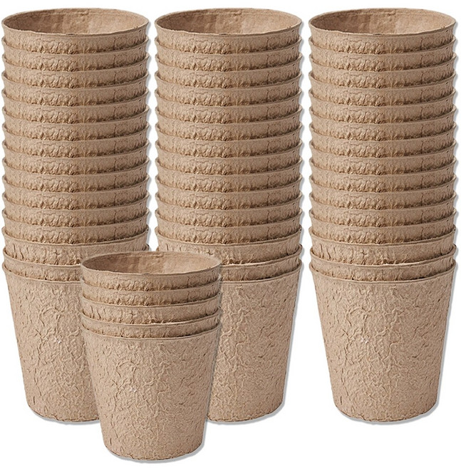 자연분해 펄프모종컵 지피포트 종이화분, 50개, 자연색