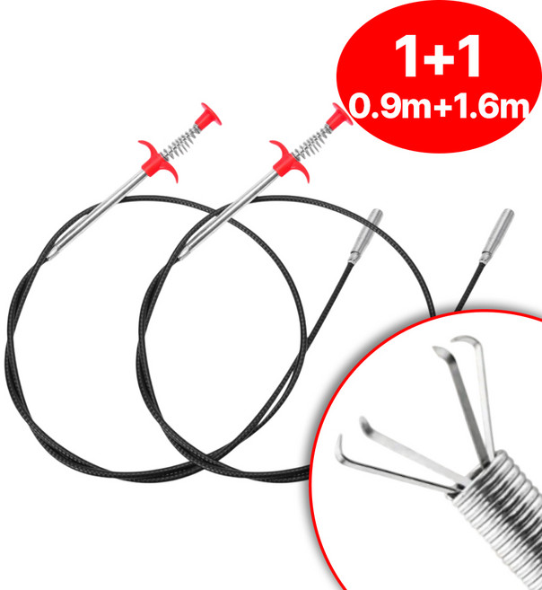 살림미남 싱크대 화장실 머리카락 배수구 집게, 블랙&레드