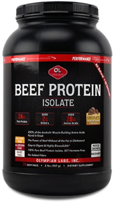 올림피언 랩스 소고기 단백질 분리 파우더 24g 단백질 BST 프리 BCAA 2그램 근육 형성 아미노, 1개, 107g - 쿠팡