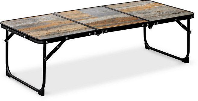 로티캠프 와이드슬림 3단 접이식 미니 캠핑 테이블, 다크우드