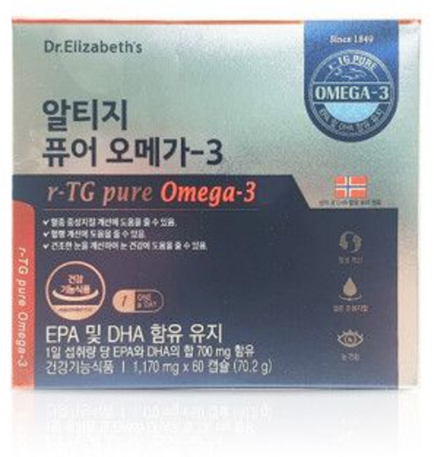 닥터엘리자베스 알티지 퓨어 오메가3 60캡슐, 60정, 1개