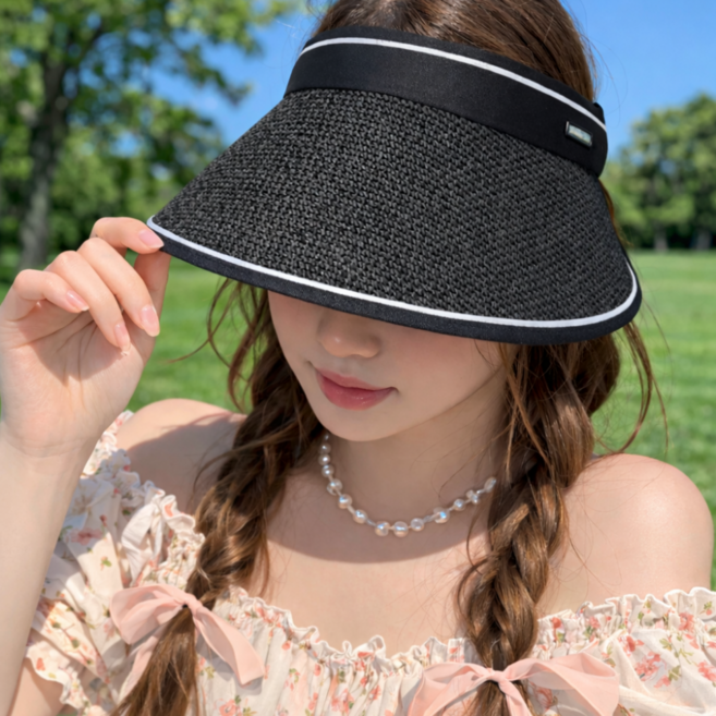 자외선차단 라탄 돌돌이 썬캡