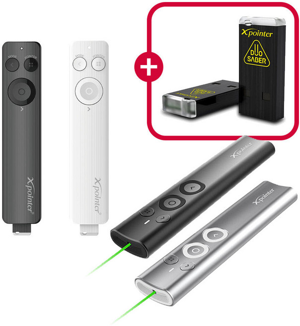 [세트구성] Xpointer 무선 프리젠터 듀오세이버 이미지포인터 멀티수신기 동시발표, XPG300(다크그레이)+XPM170(블랙)+XPRD1, 1세트